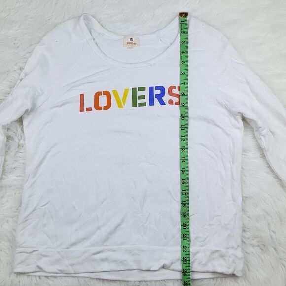 SUNDRY -813 Lovers Multicolor Printed Graphic Sweatshirt White Soft Terry NWOT M - Picture 7 of 7